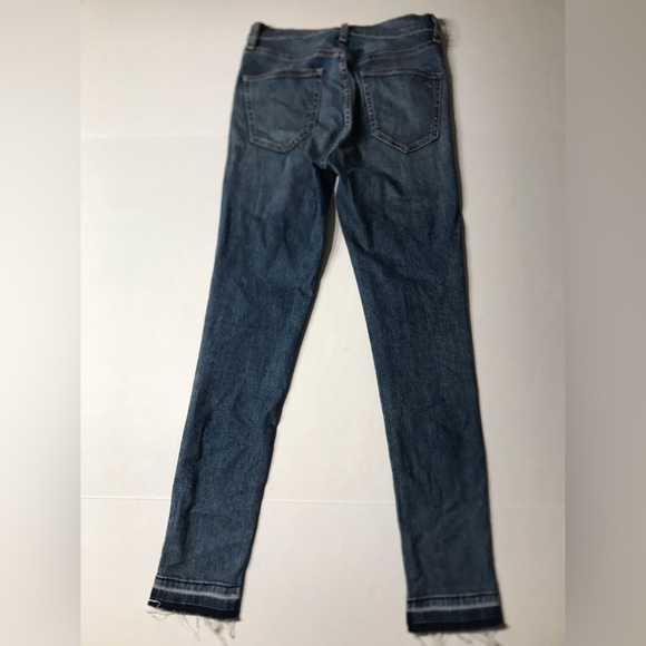 Rag & Bone Dive High-Rise Colorblock Capri Jeans, Indigo Olana Size 27 - Picture 6 of 11